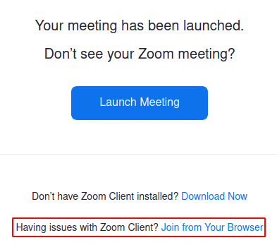 Join Zoom Session from Browser