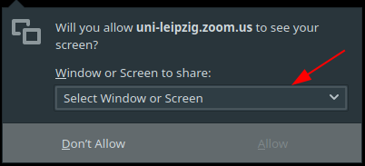 Select Screen to share